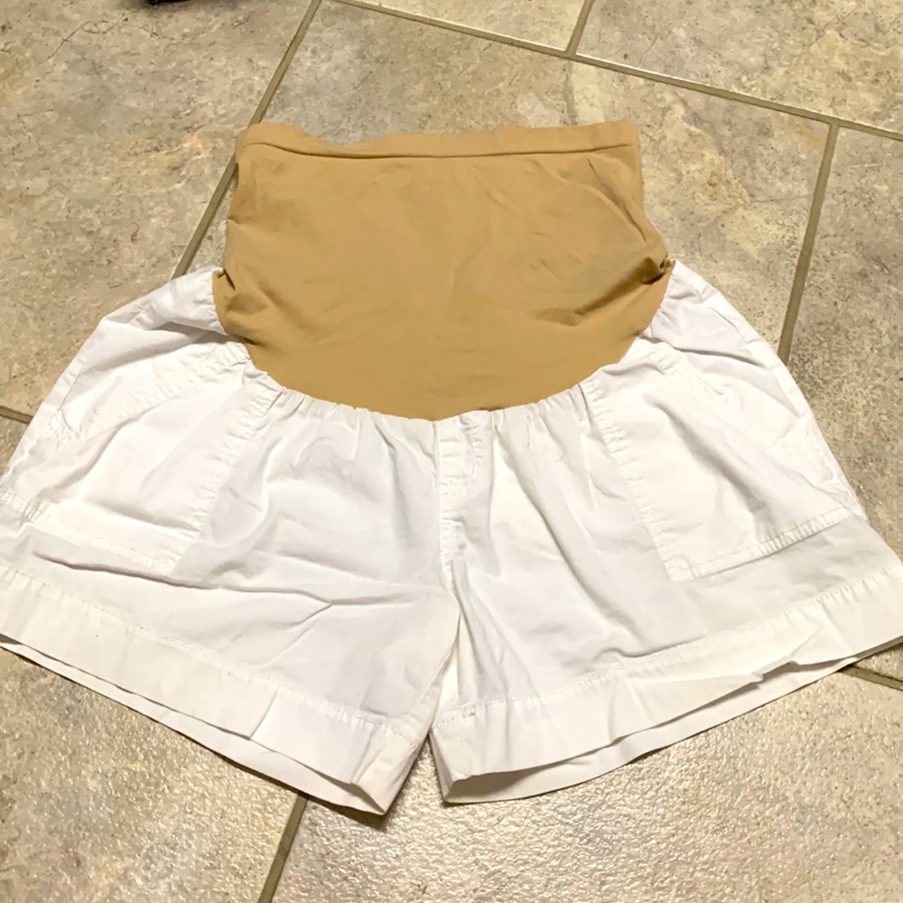 Motherhood Maternity Tan and White Women Shorts